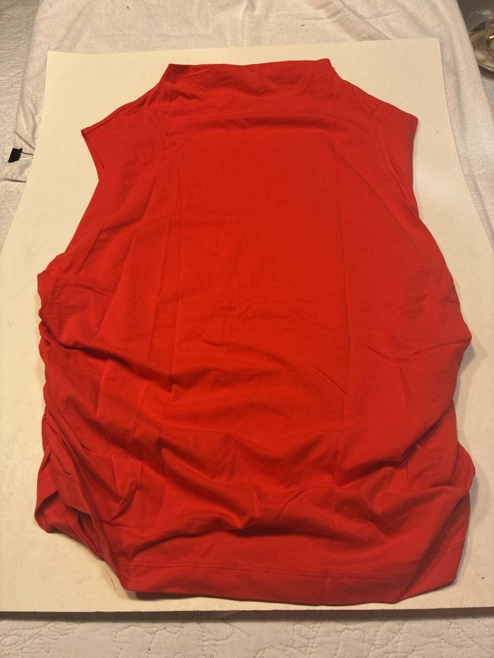 Maeve by Anthropologie Women's Sleeveless Ruched High Neck Top, Red, Size XL